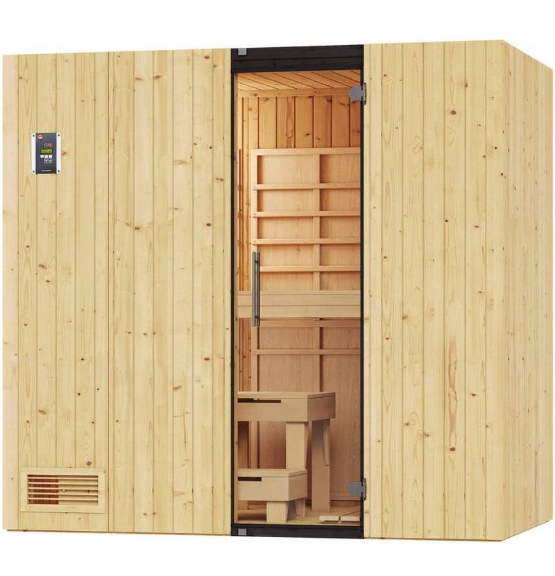 weka Infrarotkabine Infrarotkabine UPPSALA Kombi inkl., BxTxH: 212 x 121 x 199 cm, 76 mm, Sauna oder IR-Strahlung, moderne Ganzglastür von weka