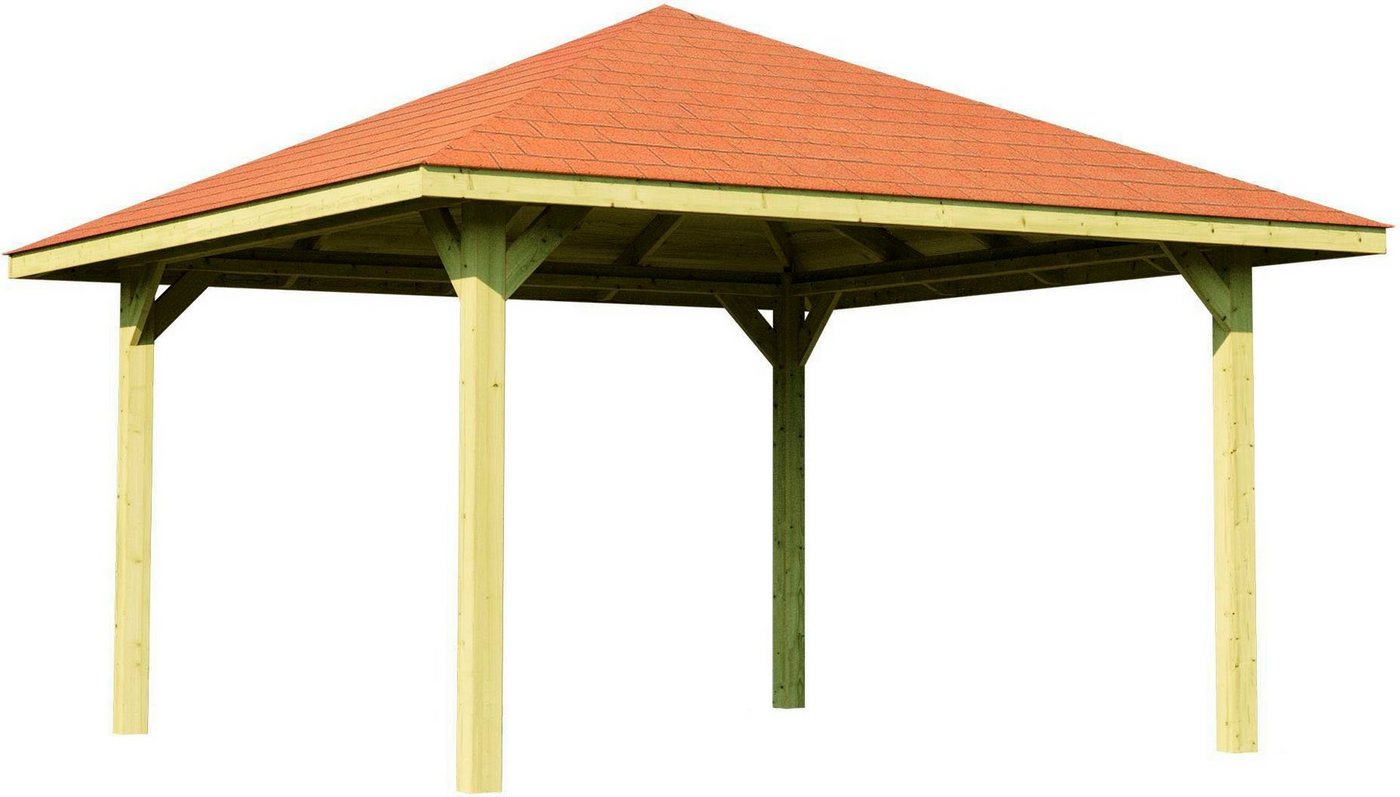 weka Pavillon Gartenoase 651 A Gr.1, inkl. roten Dachschindeln, 19 mm Massivholzdach von weka