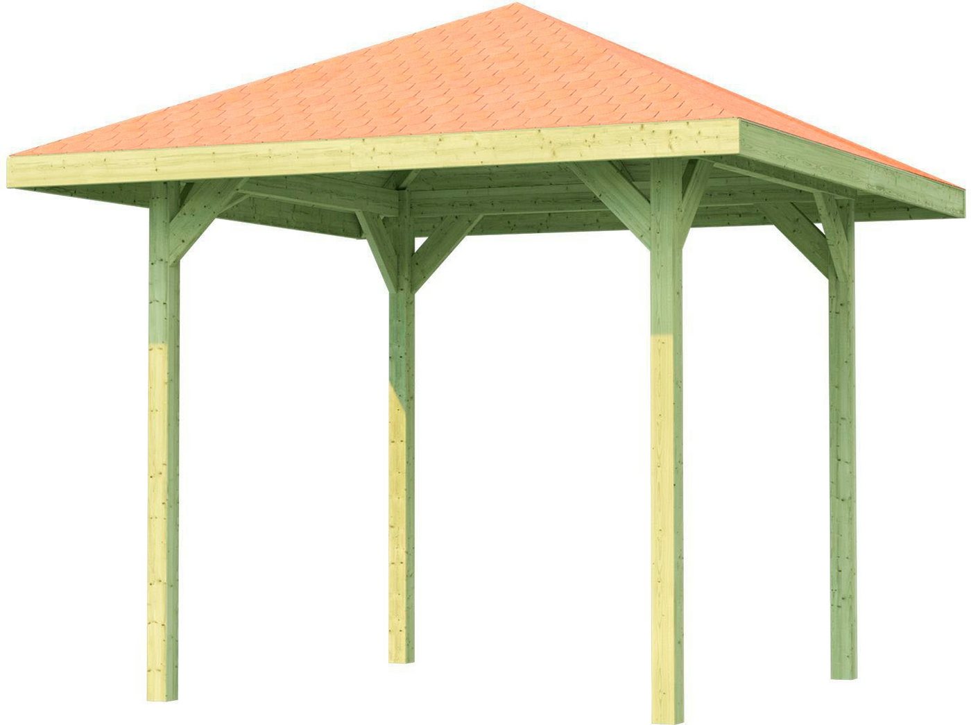 weka Pavillon Gartenoase 651 Gr.1, inkl. roten Dachschindeln, 19 mm Massivholzdach von weka