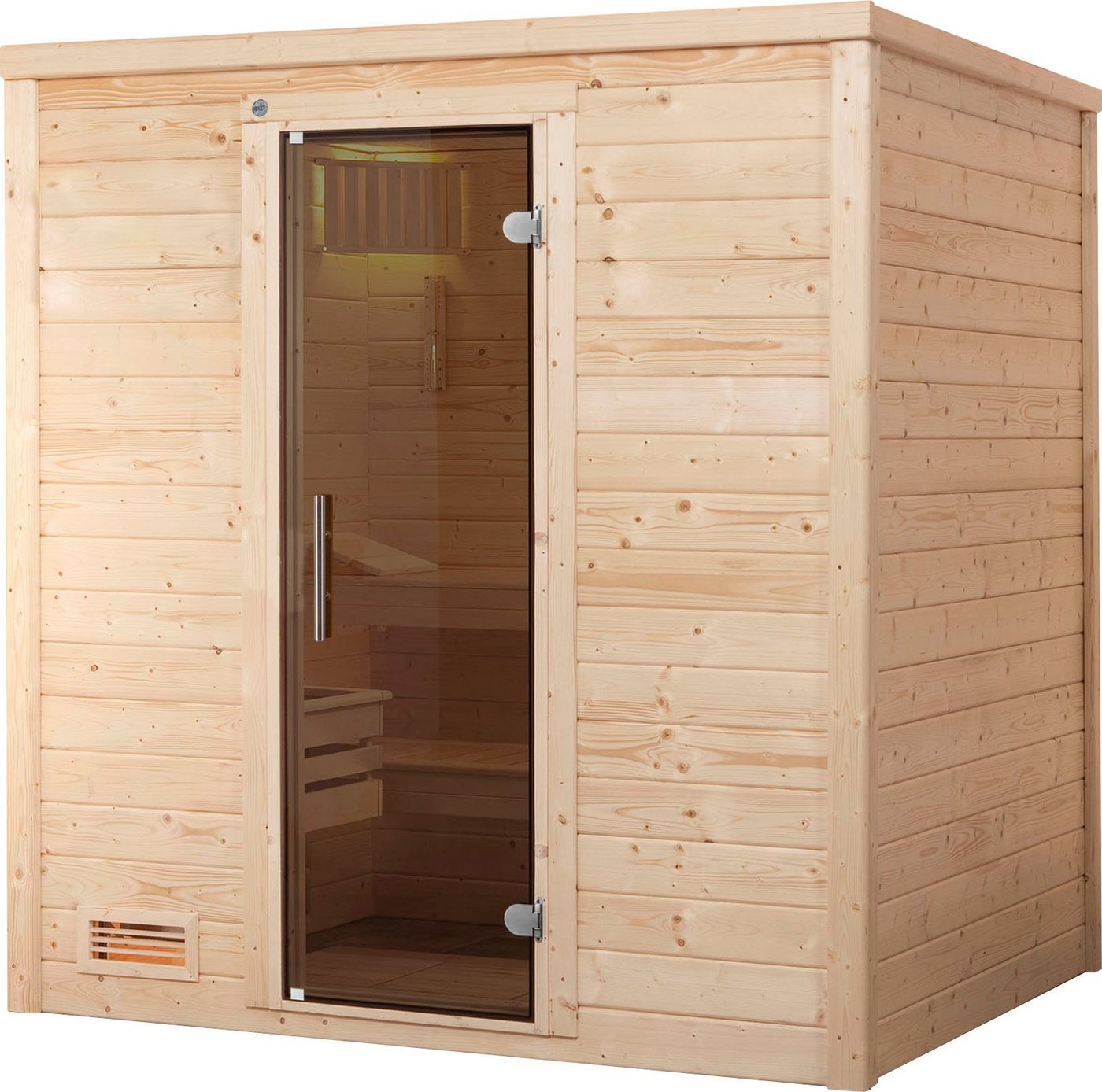 weka Sauna Bergen, BxTxH: 195,5 x 145 x 205 cm, 45 mm, (Set) 7,5 kW-Ofen mit digitaler Steuerung von weka