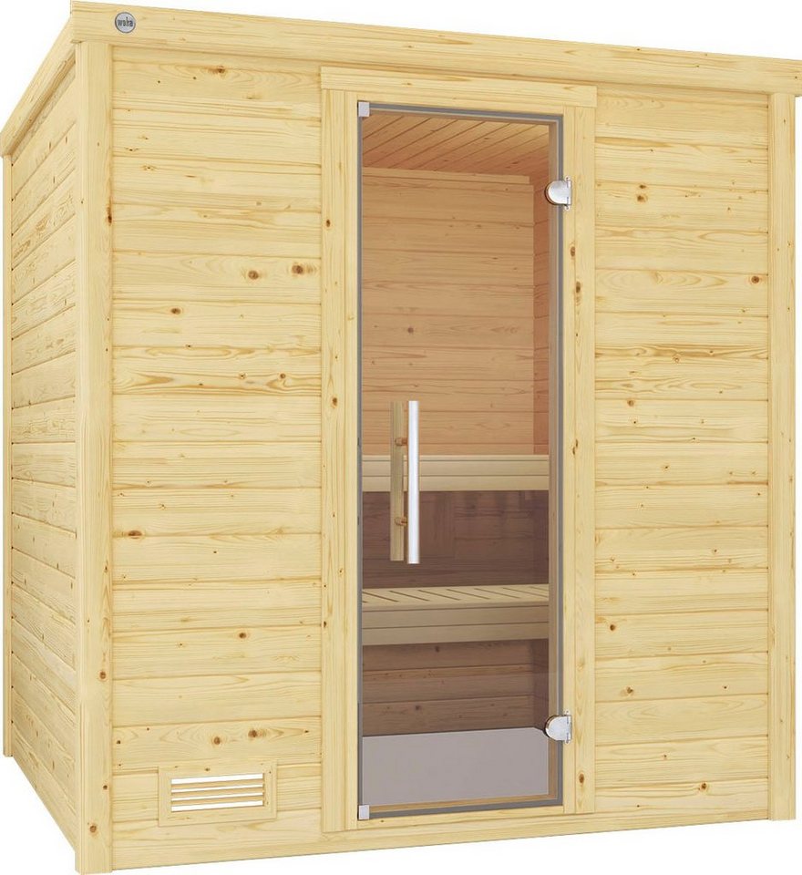 weka Sauna Bergen, BxTxH: 195,5 x 178 x 205 cm, 45 mm, (Set) 7,5 kW Bio-Ofen mit digitaler Steuerung von weka