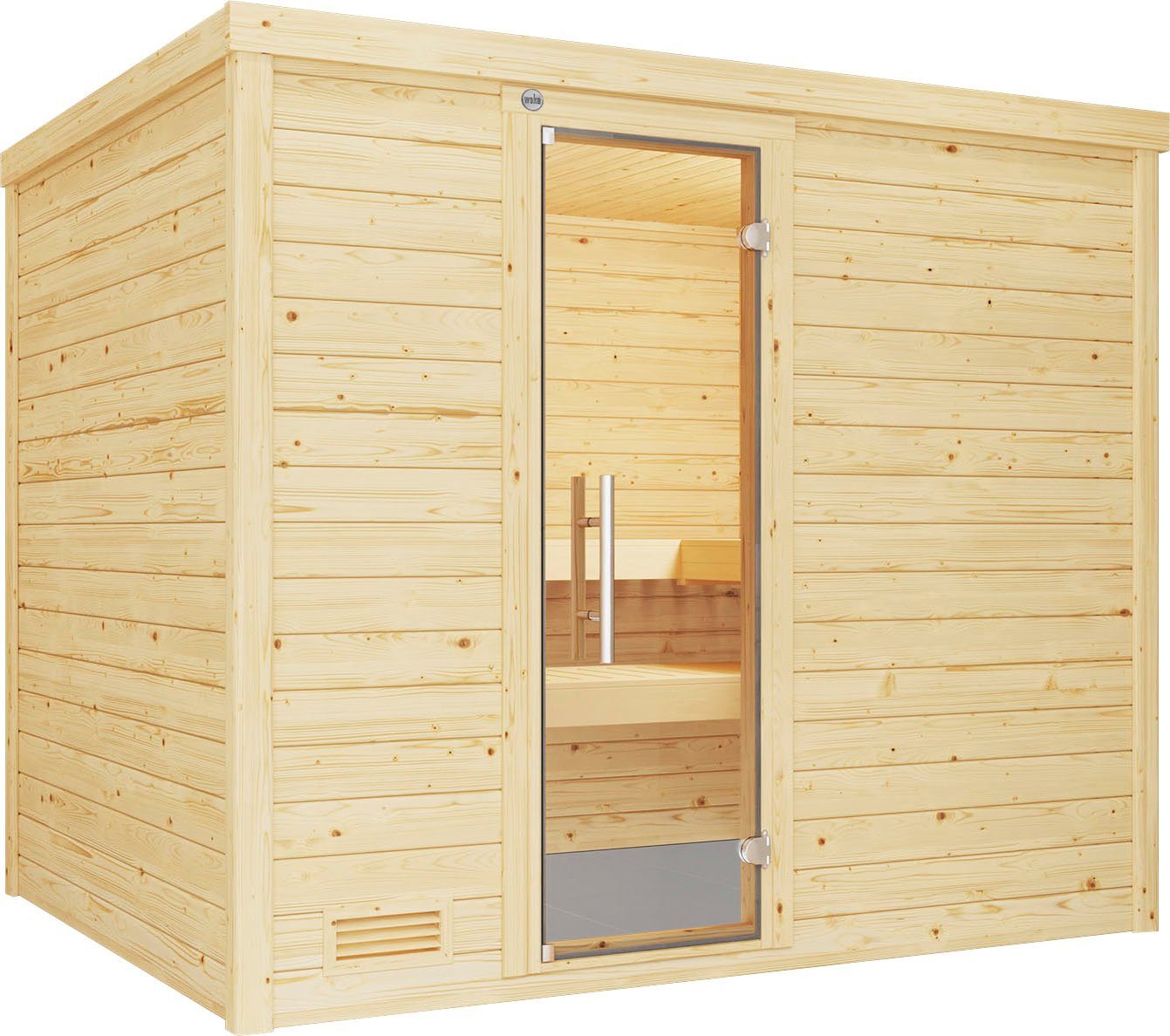 weka Sauna Bergen, BxTxH: 245,5 x 195 x 205 cm, 45 mm, (Set) 7,5 kW Bio-Ofen mit digitaler Steuerung von weka