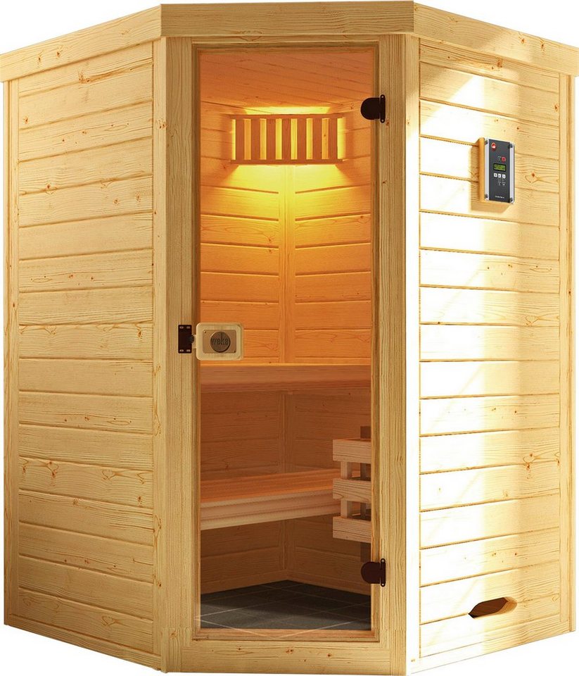 weka Sauna Laukkala, BxTxH: 144 x 144 x 200 cm, 38 mm, (Set) 3,6 kW-Ofen mit digitaler Steuerung von weka