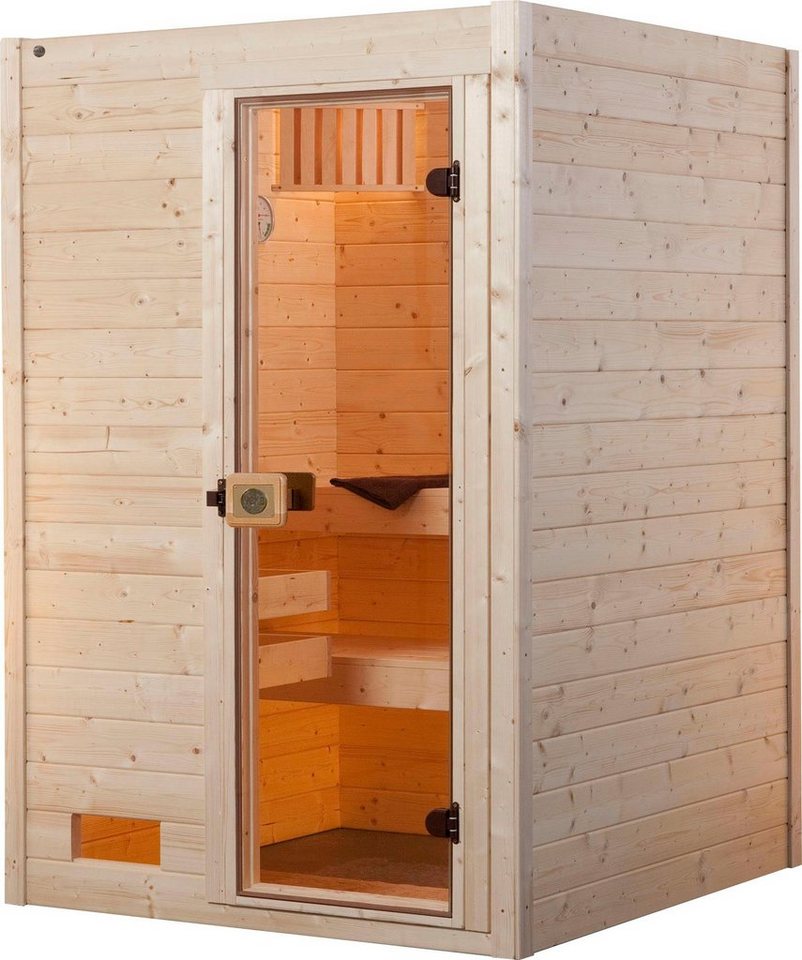 weka Sauna Valida, BxTxH: 139 x 139 x 203,5 cm, 38 mm, (Set) 4,5 kW Bio-Ofen mit digitaler Steuerung von weka
