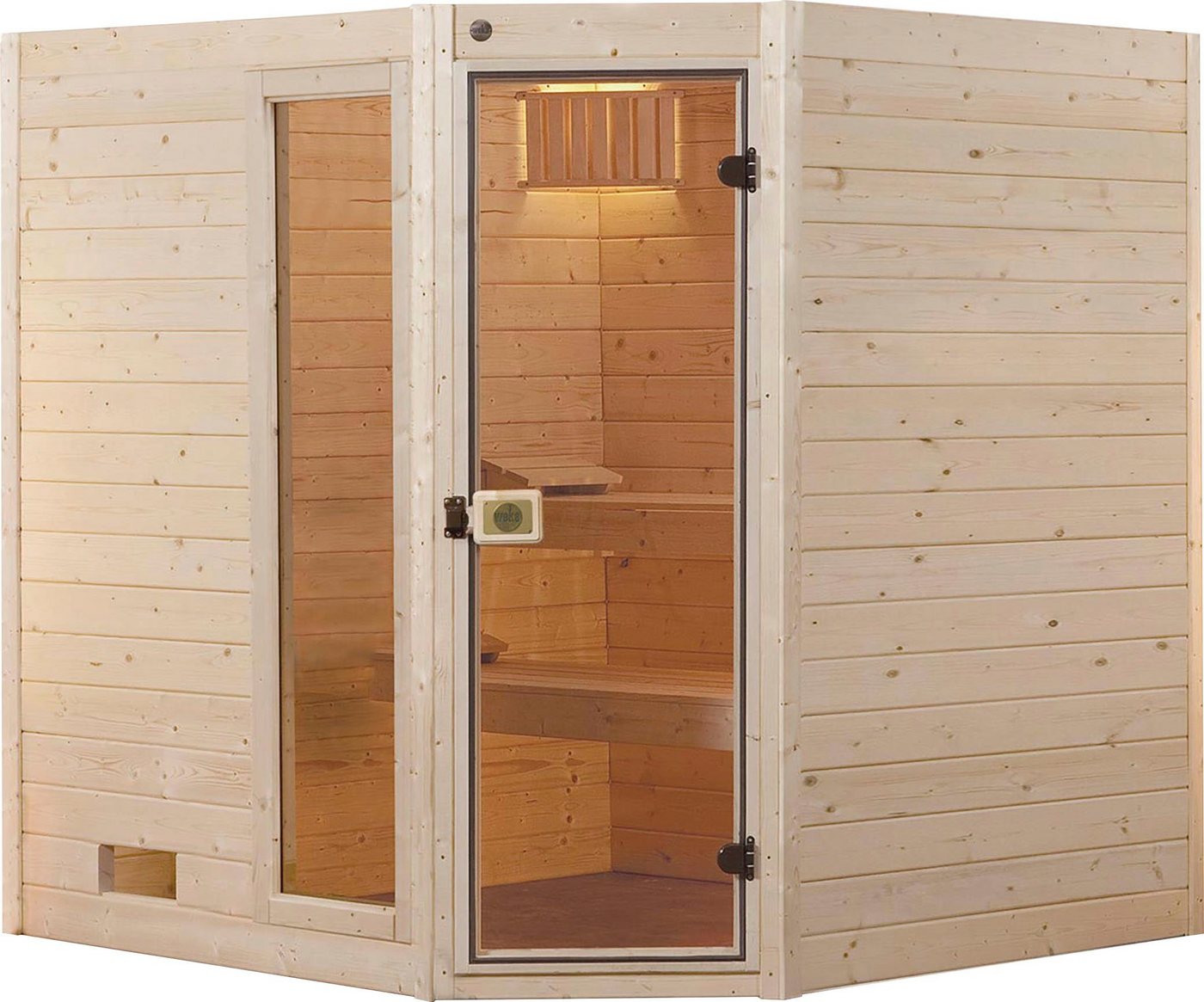 weka Sauna Valida, BxTxH: 189 x 172 x 203,5 cm, 38 mm, (Set) 7,5 kW Bio-Ofen mit digitaler Steuerung von weka