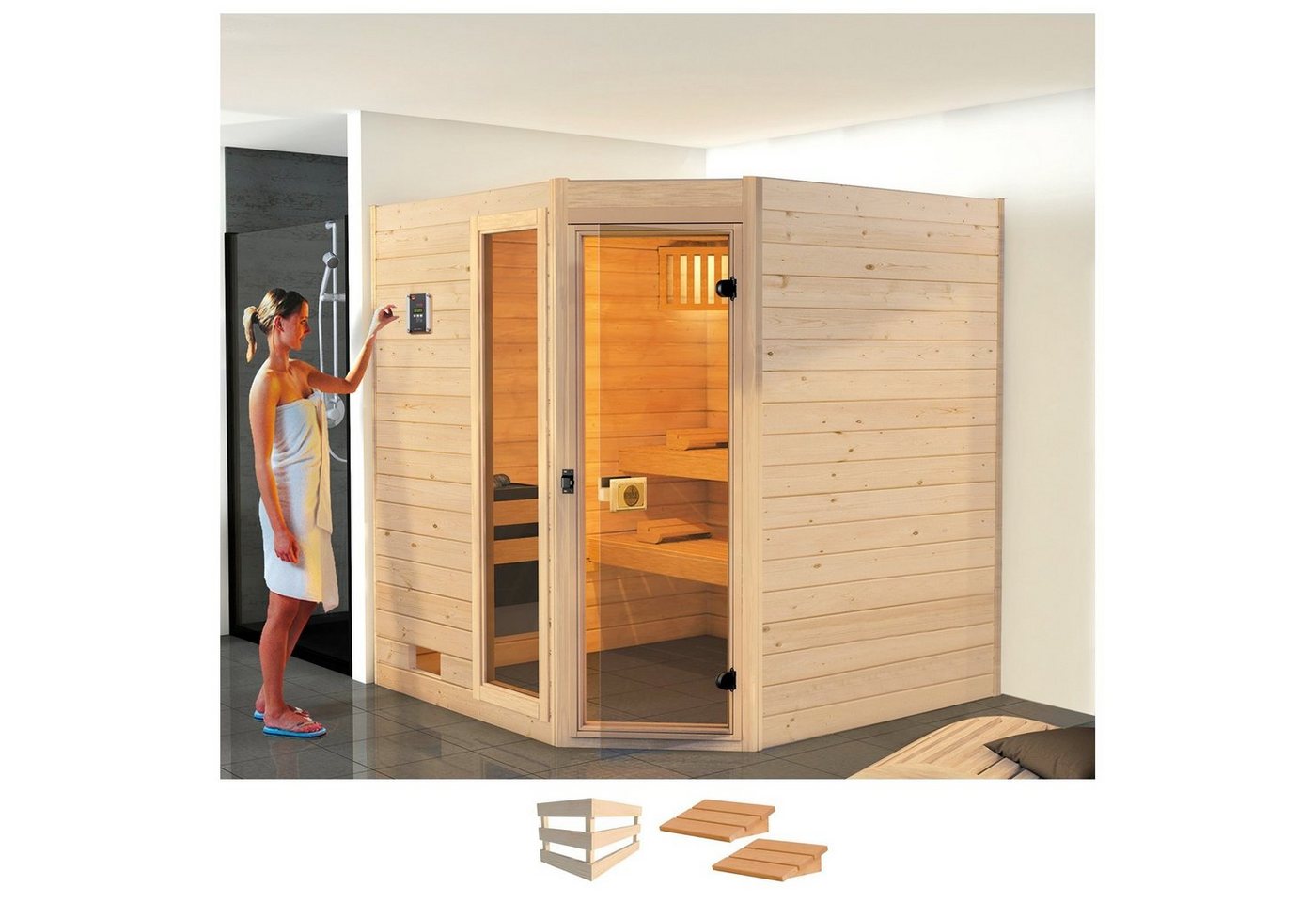 weka Sauna Valida, BxTxH: 189 x 172 x 204 cm, 38 mm, ohne Ofen von weka