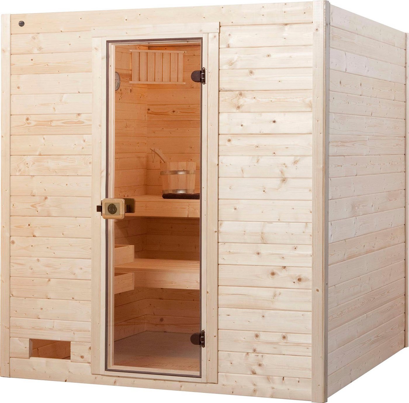 weka Sauna Valida, BxTxH: 189 x 189 x 203,5 cm, 38 mm, (Set) 9 kW-Ofen mit integrierter Steuerung von weka