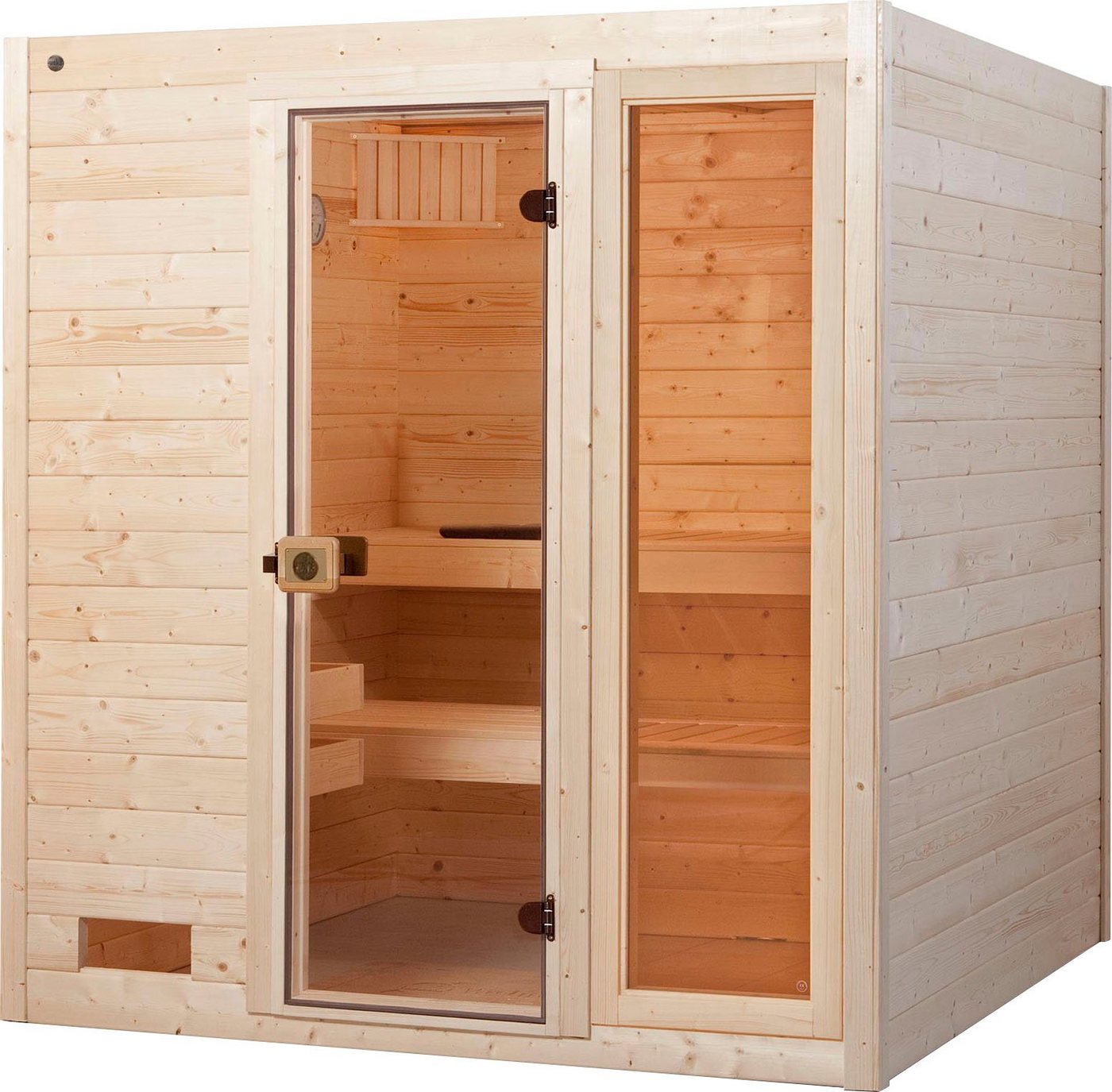 weka Sauna Valida, BxTxH: 189 x 189 x 203,5 cm, 38 mm, (Set) 9 kW-Ofen mit integrierter Steuerung von weka