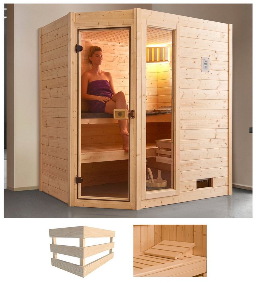 weka Sauna Valida Eck 1, BxTxH: 189 x 139 x 203,5 cm, 38 mm, ohne Ofen von weka