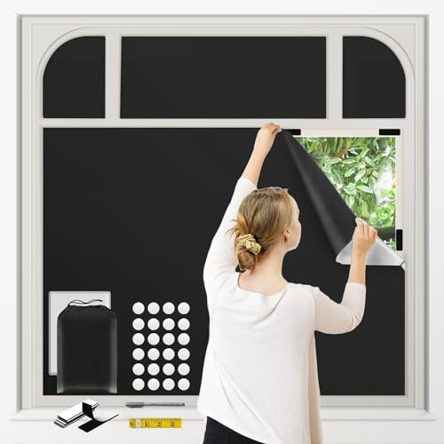 Sonnenschutz Fenster Verdunklungsstoff 3m X 1.45m Tragbares Verdunklungsrollo Ohne Bohren,Verdunklungsfolie für Fenster Velux,Dachfenster Verdunkelung von Wudlad