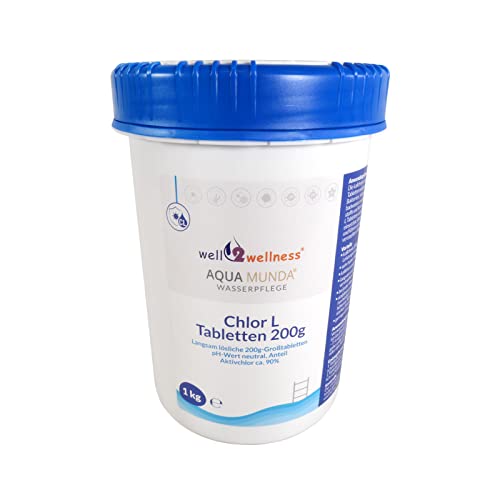 Aqua Munda Wasserpflege Premium Pool Chlortabletten 200g langsamlöslich 1kg von well2wellness