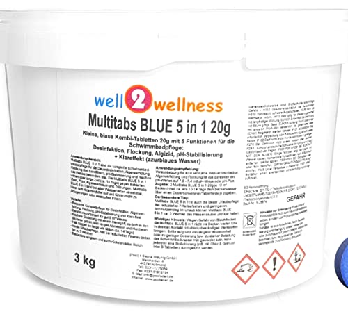 Chlor Multitabs Blue 5 in 1 20g / kleine Blaue Multitabs 5 in 1 a 20g - 3,0 kg von well2wellness