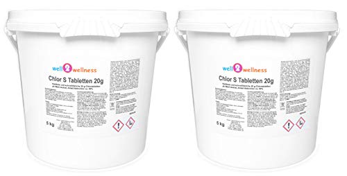 Chlor S Tabletten - schnell lösliche Chlortabletten 20g Chlortabs 20g 10 kg (2 x 5kg) von well2wellness