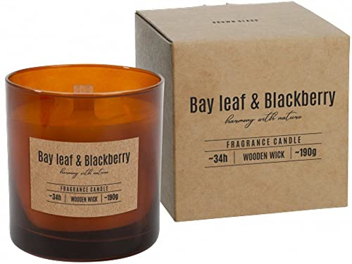 Duftkerze mit Holzdocht Bay Leaf & Blackberry | 34h einzigartiger Duft Holzdochtkerze Naturholz Klangeffekt | Elegant und Modern von well2wellness