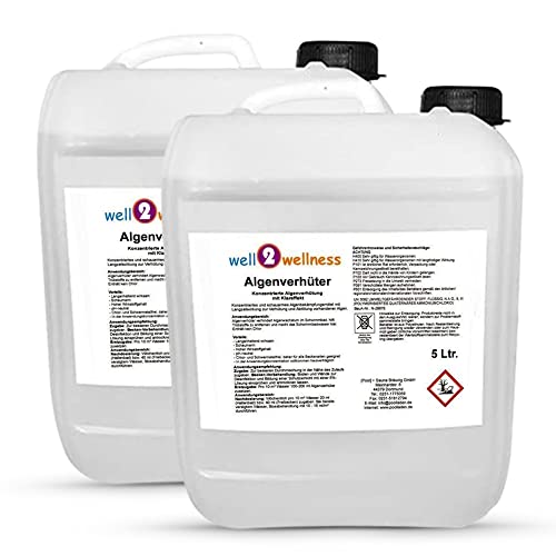 well2Wellness Algenverhüter + Algenvernichter 10 l (2 x 5 l) | Schaumfrei | Langanhaltende Wirkung | Algenvernichter für alle Becken | Gegen Alle Algenarten | Algenschutz von well2wellness