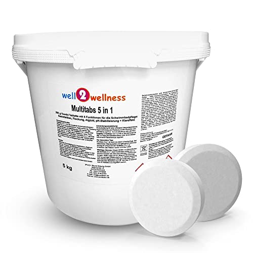 Pool Multitabs 5 in 1 200g mit 5 Funktionen für die perfekte Poolpflege 5,0 kg von well2wellness