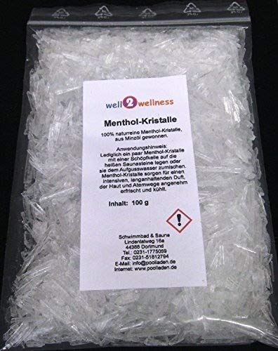 Sauna - Eiskristalle/Menthol - Kristalle im 100g Beutel - aus 100% reinem Minzöl von well2wellness