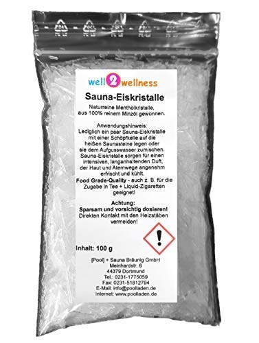 Sauna - Eiskristalle/Menthol - Kristalle im 100g Beutel - aus 100% reinem Minzöl von well2wellness