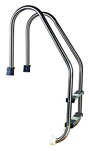 well2wellness® Hochwertige AZURO Edelstahl Einstiegsleiter V2A, 43mm Holm weit gebogen, 2 Stufen von well2wellness