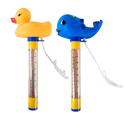well2wellness® Poolthermometer Set Tier Pool Thermometer "Ente" und "Walfisch" von well2wellness