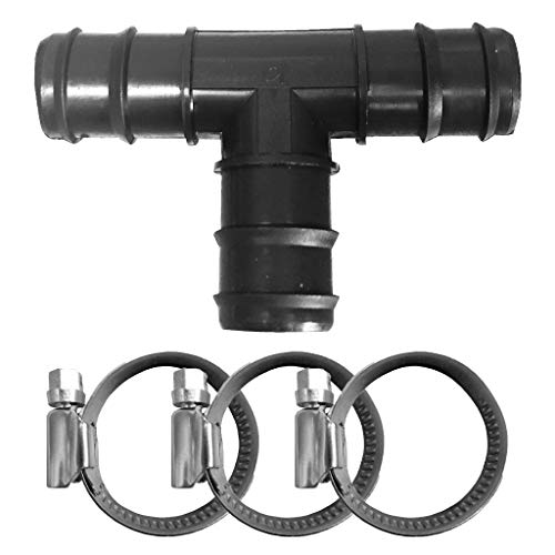 well2wellness® Schlauchverbinder T-Stück schwarz gerippt - 32 mm + 3 Schlauchschellen von well2wellness
