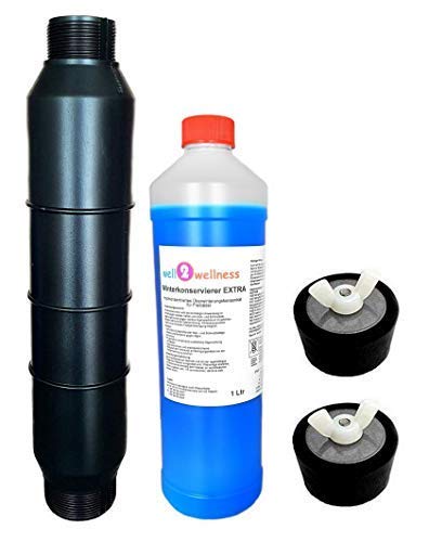 Pool Überwinterungsset 3 mit Skimmerstopfen, 2 Winterstopfen (38-51mm) + Winterkonservierer Extra 1,0 l von well2wellness