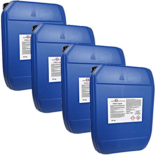 well2wellness Stabilisiertes Flüssigchlor | Chlor Liquid | Chlorbleichlauge für Schwimmbäder mit 13% Aktivchlor | Stabilisiert | Desinfiziert und tötet Bakterien | Made in Germany | 4 x 25 kg well2wellness Stabilisiertes Flüssigchlor | Chlor Liquid | Chlorbleichlauge für Schwimmbäder mit 13% Aktivchlor | Stabilisiert | Desinfiziert und tötet Bakterien | Made in Germany | 4 x 25 kg von well2wellness