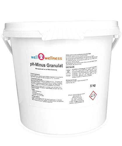 well2wellness pH-Minus Granulat pH Senker Granulat 5,0 kg | Effektive ph-Wert Senkung | Natriumbisulfat | Leicht lösbar mit Sofort-Effekt | Sauberes Schwimmbadwasser von well2wellness