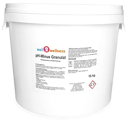 well2wellness pH Senker Granulat 15 kg | Effektive ph-Wert Senkung | Natriumbisulfat | Leicht Lösbar Mit Sofort-Effekt | Sauberes Schwimmbadwasser von well2wellness