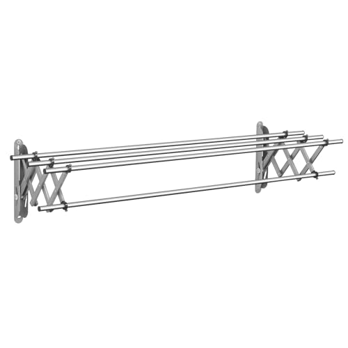 wellex Wandtrockner mit 4 Rohren je 200 cm Wäschetrockner Wandmontage Edelstahl Robust von wellex