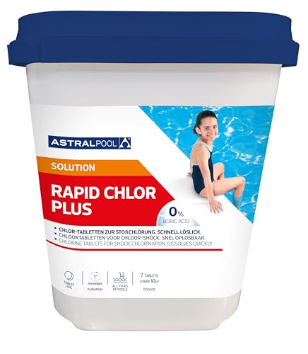 Astralpool Rapid Chlor Plus 30 g Tabletten 5 kg, schnell löslich zur Chlorschock für Pool, Schwimmbad, Whirlpool, Spa oder Aufstell Minipool zur Algenbekämpfung oder Pooleröffnung im Frühjahr von wellnessmax