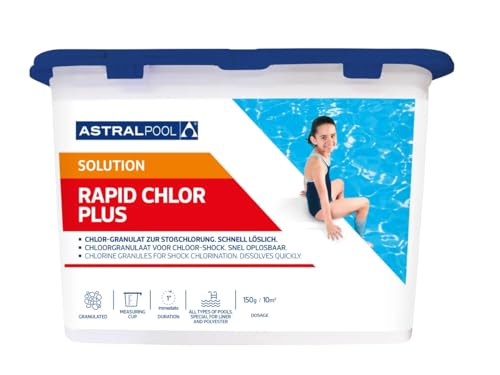 Astralpool Rapid Chlor Plus Granulat 1 kg, schnell löslich zur Chlorschock für Pool, Schwimmbad, Whirlpool, Spa oder Aufstell Minipool zur Algenbekämpfung oder Pooleröffnung im Frühjahr von wellnessmax