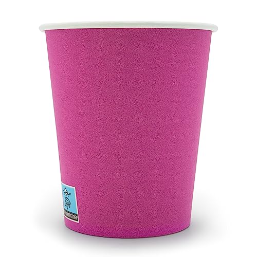 Wellsamed WELLSACUP 100 Stück Pappbecher 180 ml Himbeerrot, geeignet für Heiß- und Kaltgetränke, Coffee to Go, Business, Veranstaltungen, Party von Wellsamed