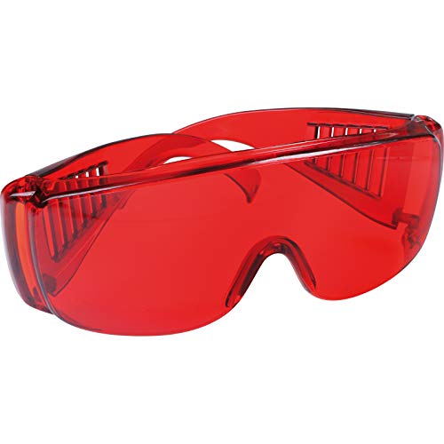 Schutzbrille rot transparent getönt, Brille, Arbeitsbrille, für Brillenträger geeignet, Augenschutz, 1 Stück von wellsamed