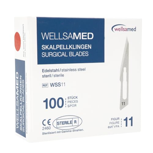 Wellsamed Skalpellklingen Edelstahl Figur 11, 100 Stück, steril verpackt von Wellsamed