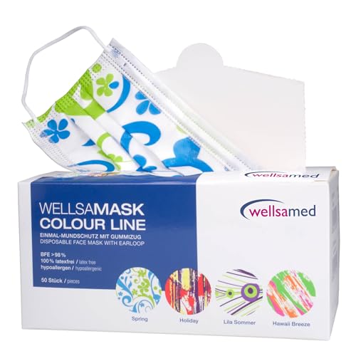 wellsamed Wellsamask Colour Line 50 Stück Mundschutz mit Gummizug (Spring) von wellsamed