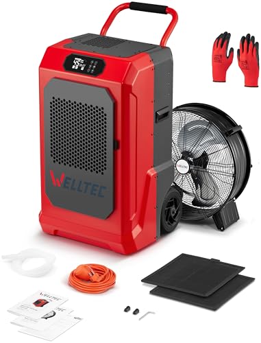 Welltec DHX120 Luftentfeuchter | max. 120 l/24h | für Räume von 200 m² | Luftstrom max. 1000 m³/h | mit Industrieventilator Welltec FX20 von welltec