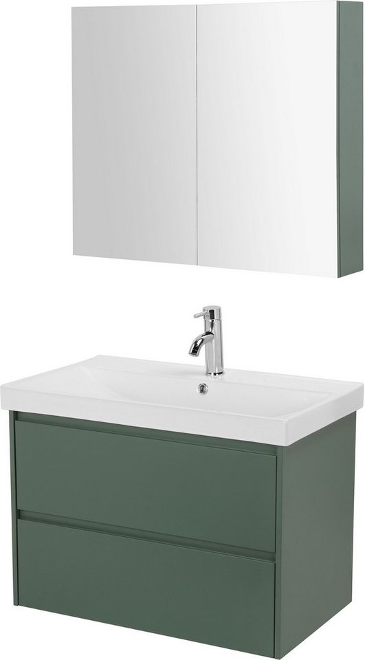 welltime Badmöbel-Set Clarence, Waschplatz mit 2 Auszügen und Softclose Breite 60cm & 80cm von welltime