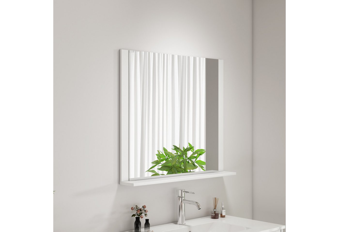 welltime Badspiegel AMSTERDAM, in zwei Breiten 60cm, 80cm mit praktischer Ablagefläche von welltime