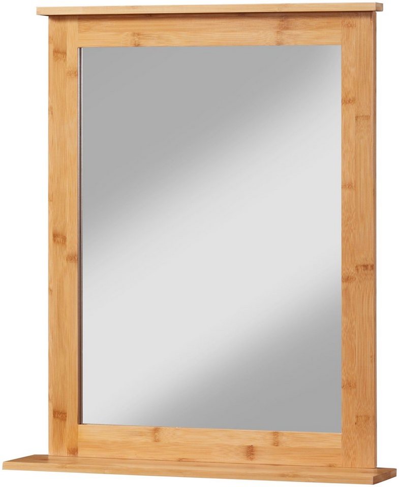 welltime Badspiegel Bambus New, Badezimmerspiegel mit Bambus-Rahmen, eckig 58x70cm von welltime