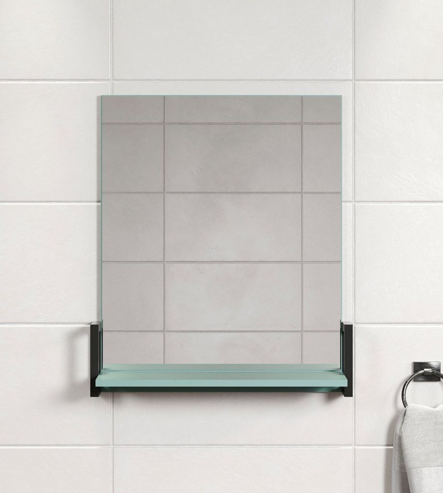 welltime Badspiegel Malcesine (1-St), eckiger Badspiegel mit Ablage, Breite 64 cm, grau blau von welltime