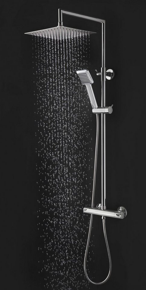 welltime Stangenbrause-Set Raindrop, Höhe 83 cm, 1 Strahlart(en), Überkopfbrauseset Duschsystem Duschsäule Brauseset Regendusche von welltime