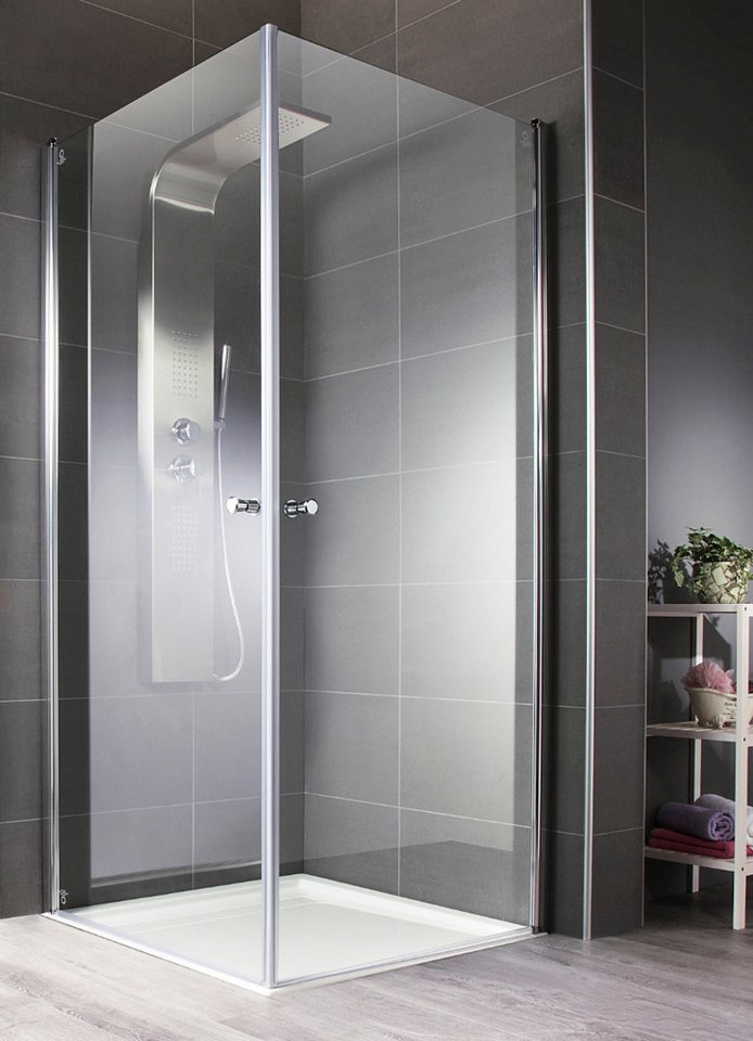 welltime Eckdusche Florenz 2.2, BxT: 90x90 cm, Sicherheitsglas, Hebe-Senk-Mechanismus, mit Drehtüren von welltime