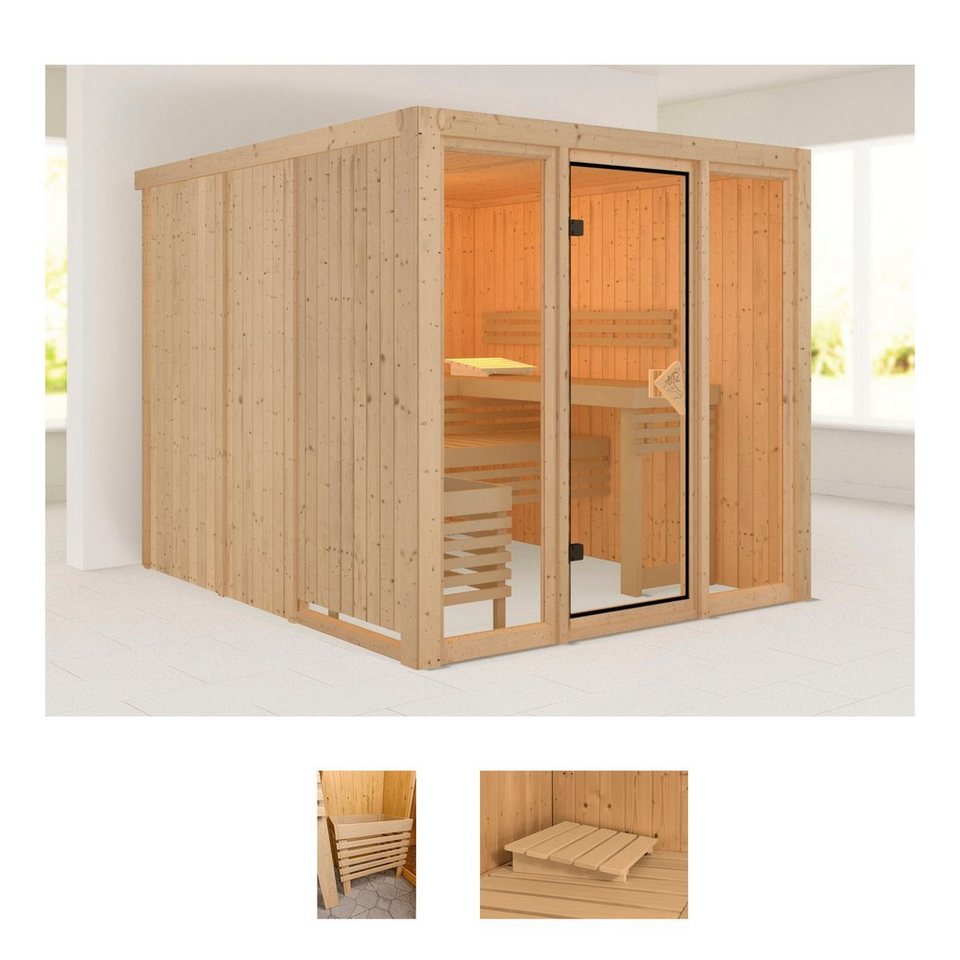 welltime Sauna Artja, BxTxH: 216 x 234 x 198 cm, 68 mm, naturbelassen, ohne Ofen von welltime