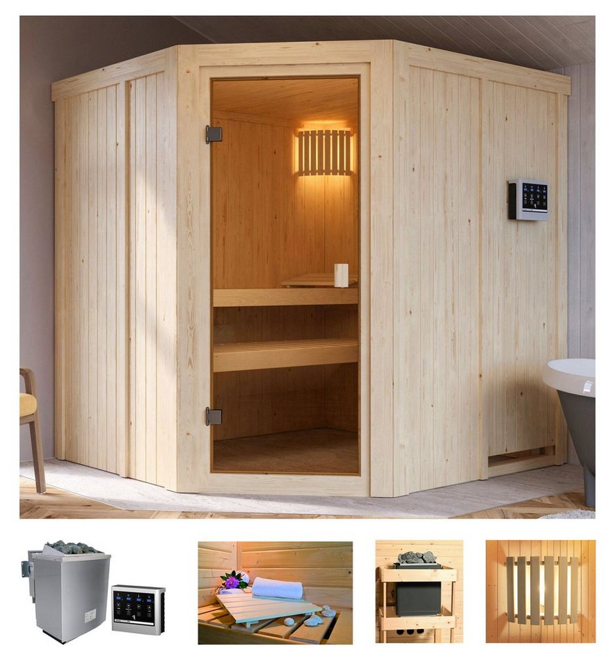 welltime Sauna Hilda, BxTxH: 196 x 178 x 198 cm, 68 mm, 4,5-kW-Bio-Ofen mit ext. Steuerung von welltime