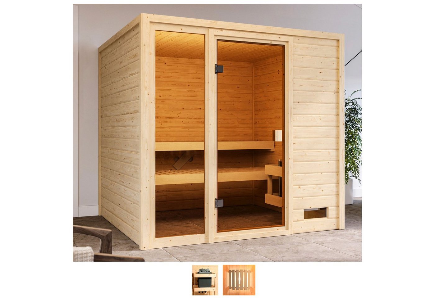 welltime Sauna Jackie, BxTxH: 196 x 196 x 187 cm, 38 mm, ohne Ofen von welltime