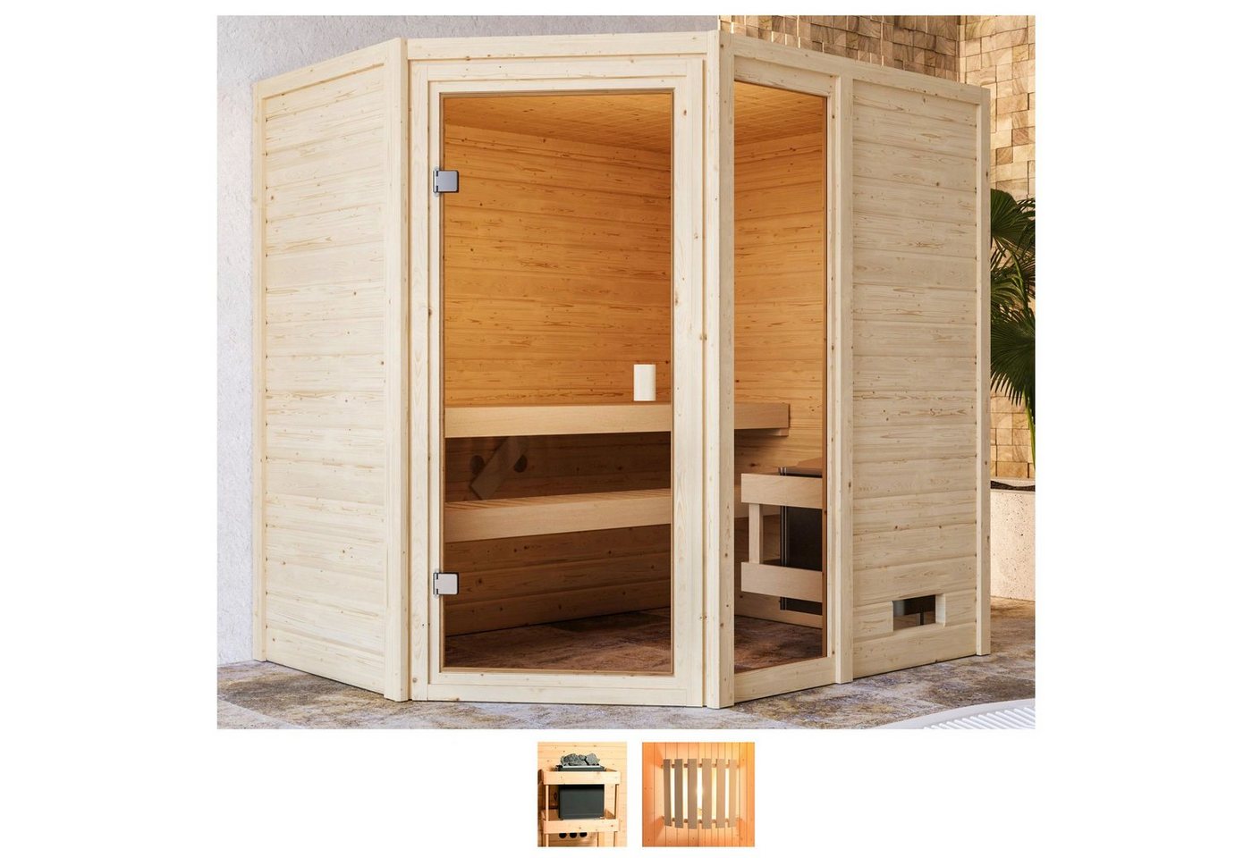 welltime Sauna Josie, BxTxH: 196 x 146 x 187 cm, 38 mm, ohne Ofen von welltime