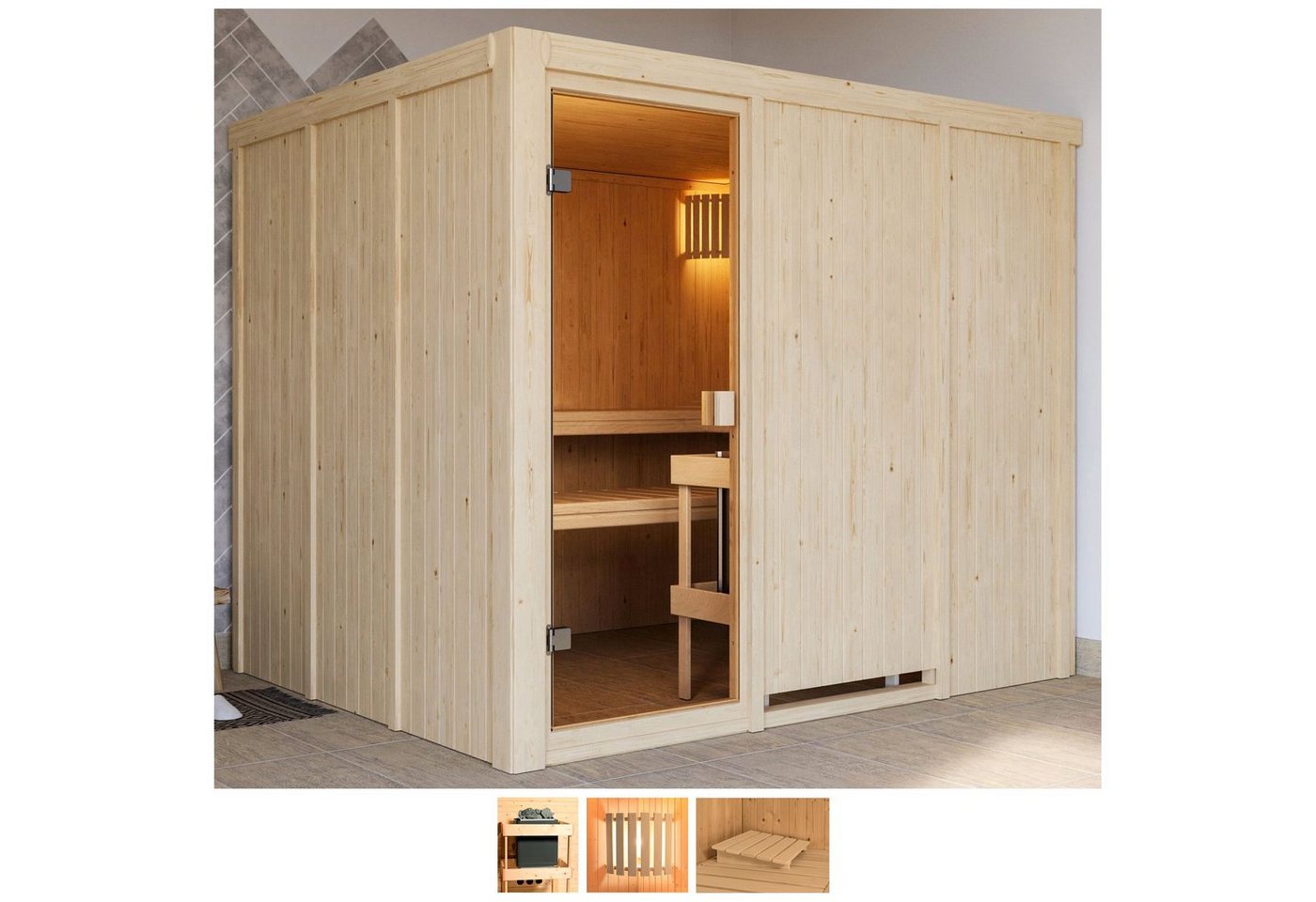 welltime Sauna Nando, BxTxH: 231 x 196 x 198 cm, 68 mm, ohne Ofen von welltime