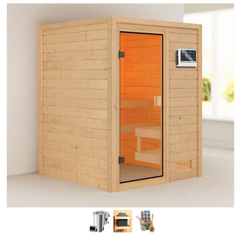 welltime Sauna Sandy, BxTxH: 145 x 145 x 187 cm, 38 mm, 3,6-kW-Bio-Plug & Play Ofen mit ext. Steuerung von welltime