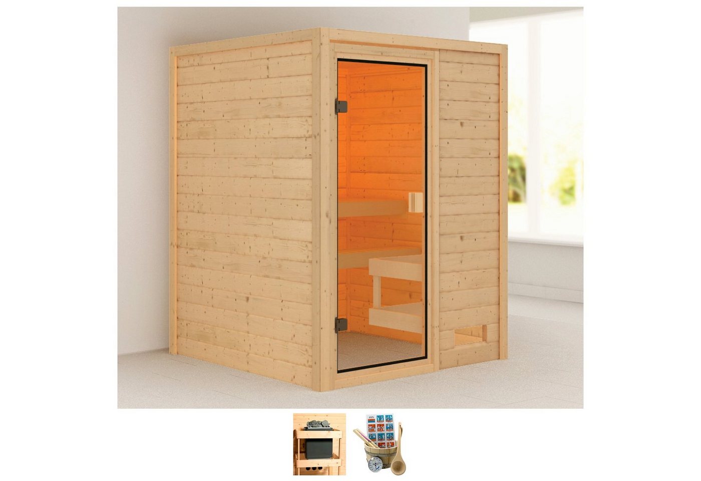 welltime Sauna Sandy, BxTxH: 145 x 145 x 187 cm, 38 mm, ohne Ofen von welltime